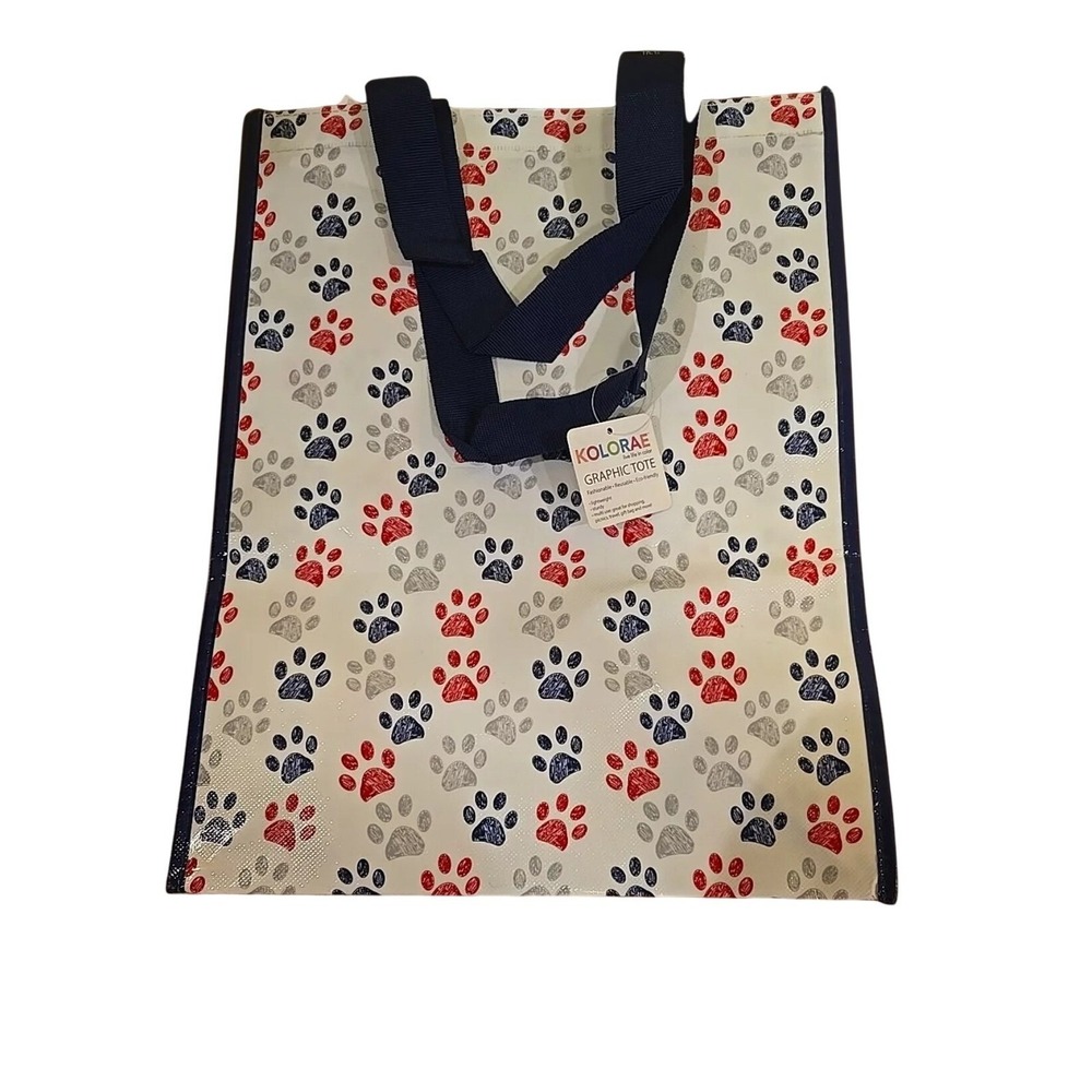 KOLORAE Graphic Tote Bag Fashionable Reusable Eco Friendly Paw Print